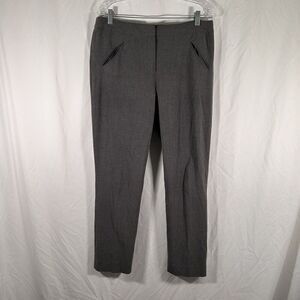 Tahari Arthur S Levine Dress Pants Women's 10 Solid Grey Pockets Mid Rise